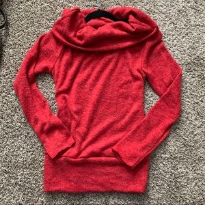 Red Cowl Neck Sweater Small